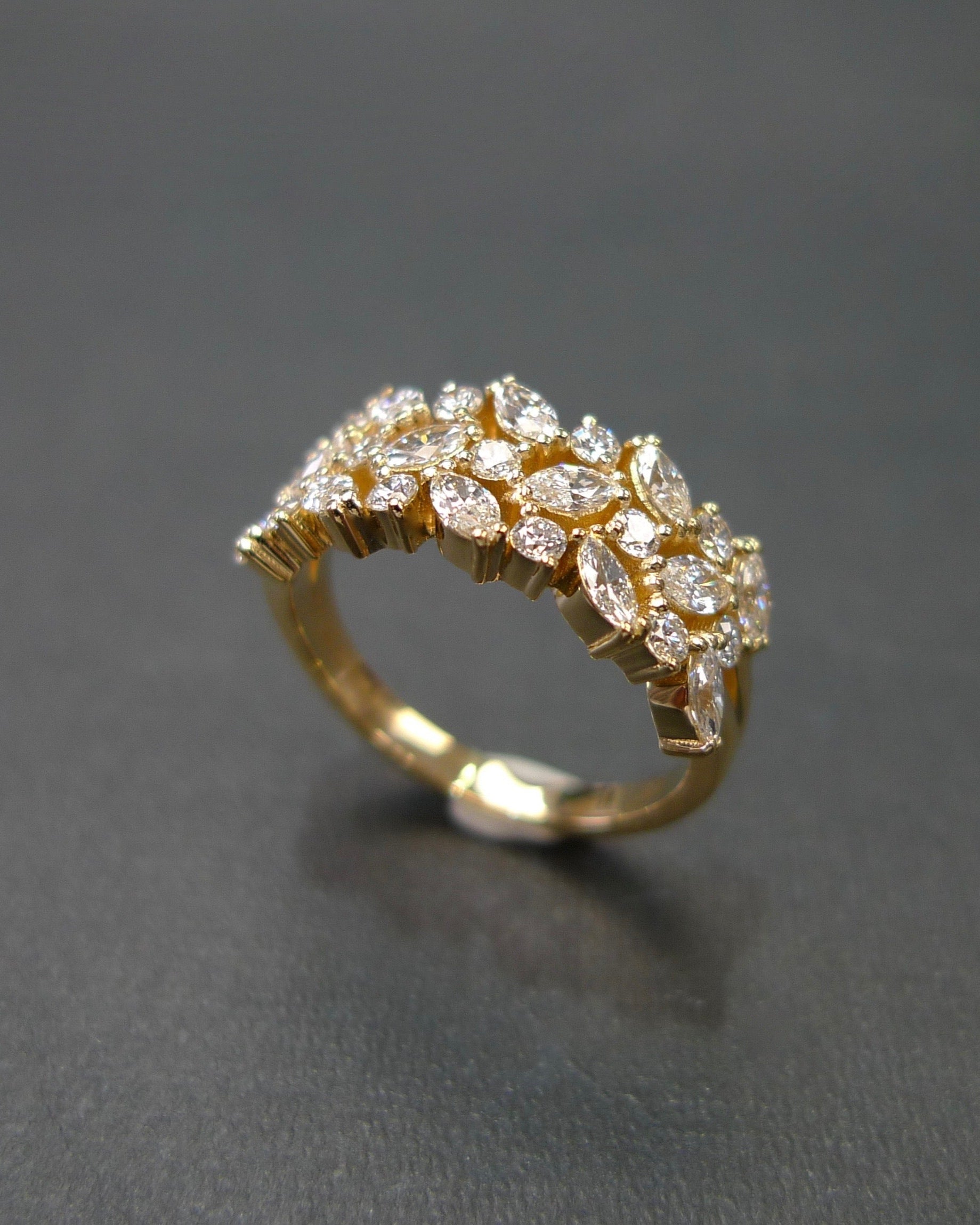 3-Row Marquise Diamond Ring - HN JEWELRY