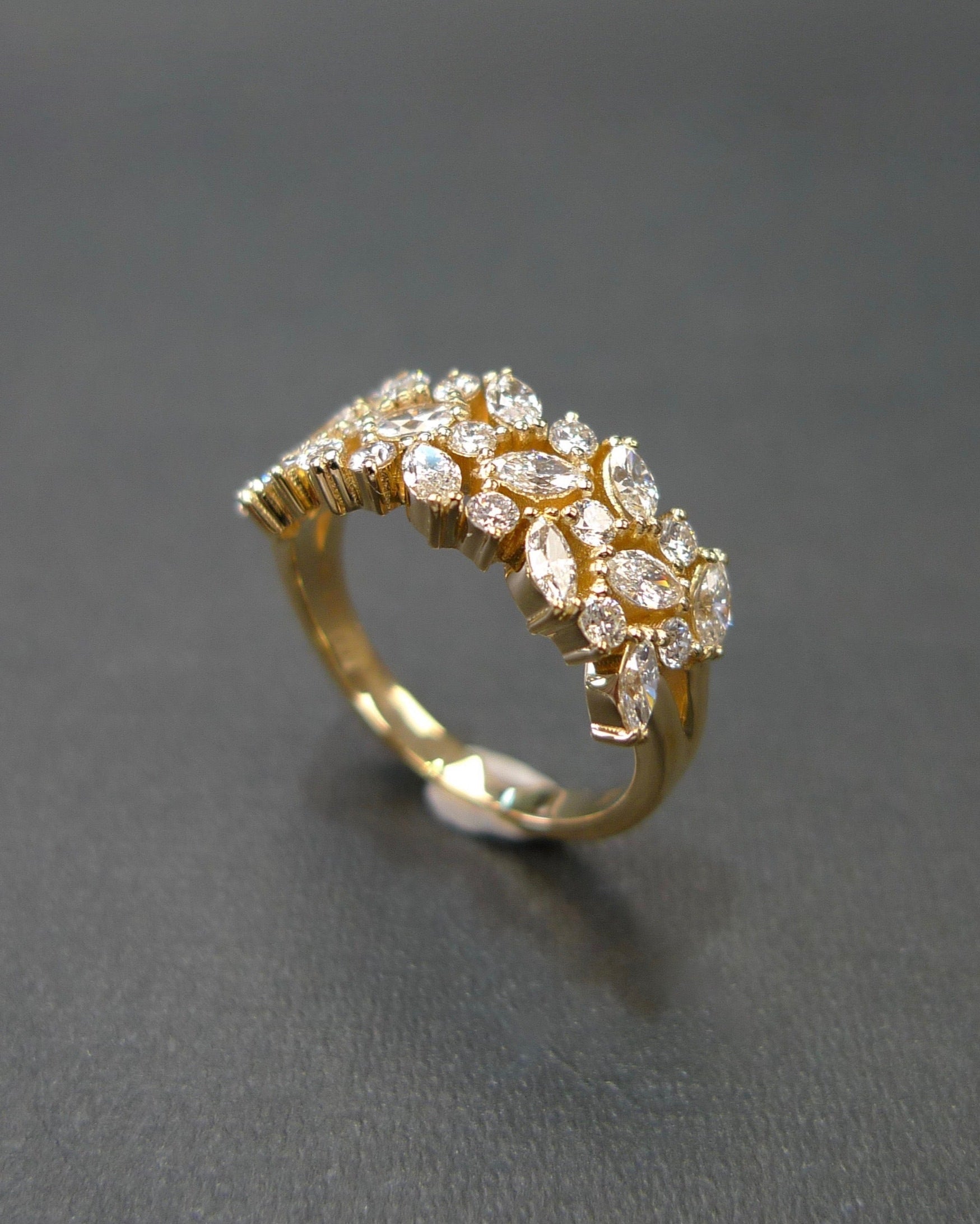3-Row Marquise Diamond Ring - HN JEWELRY