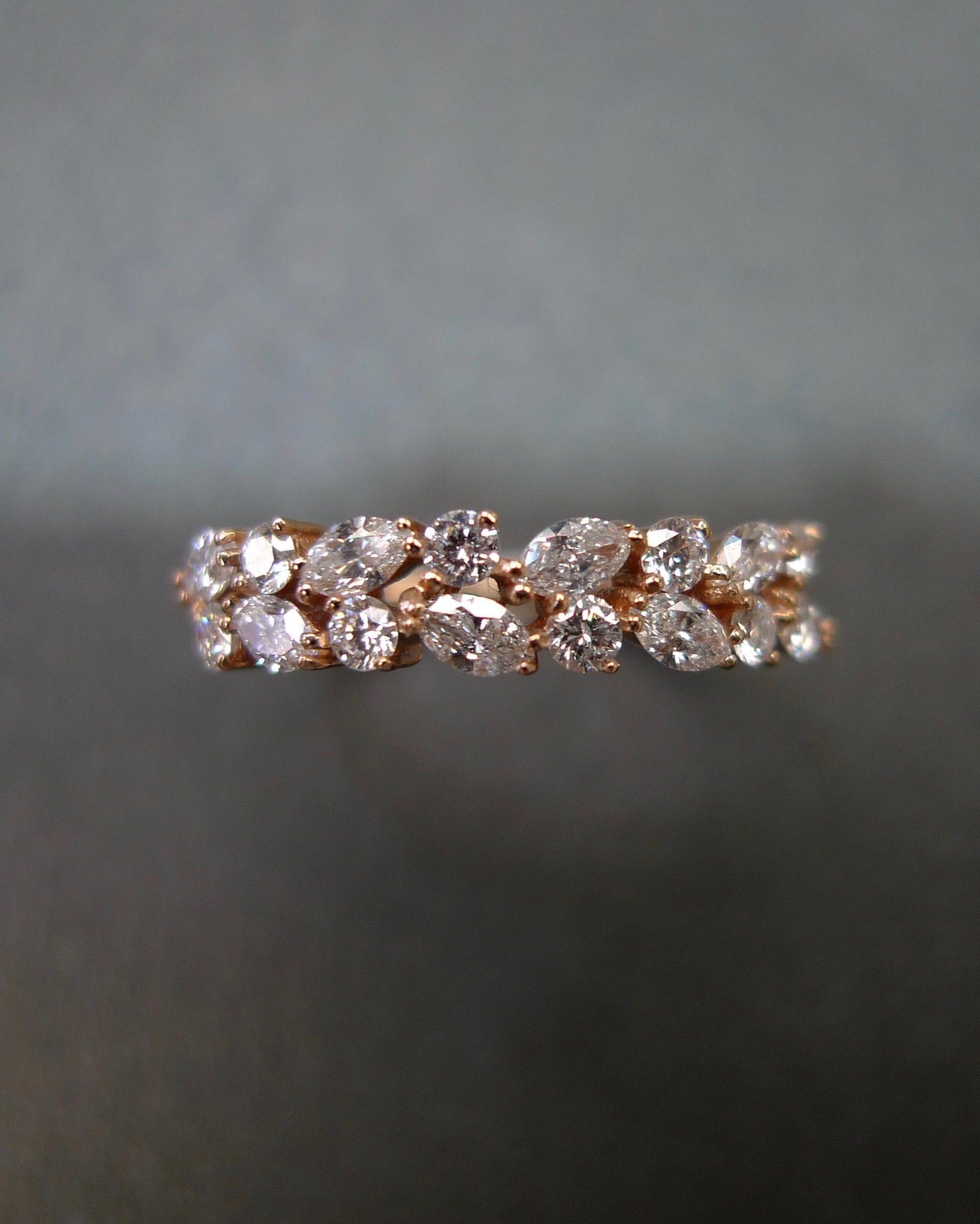 4mm Marquise Diamond Wedding Ring in 18K Rose Gold - HN JEWELRY